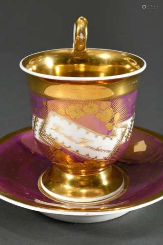 KPM Empire Tasse/UT mit ornamentaler Goldmalerei und Schrift...