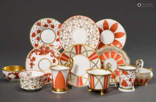 6 Diverse Art Deco Mokkatassen/UT mit unterschiedlichen flor...