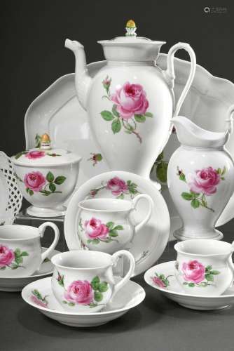 12 Teile Meissen Kaffeeservice „Rote Rose“ in Empire Form fü...