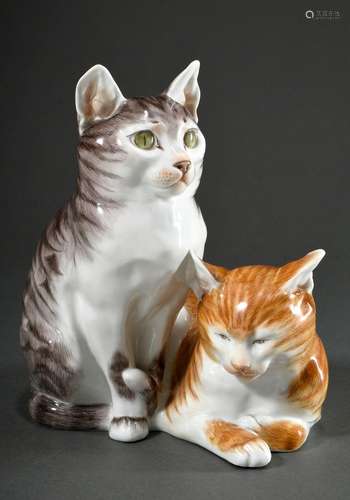 Meissen Figur "Paar Katzen", naturalistisch staffi...