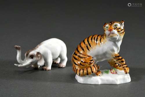 2 Diverse Meissen Miniaturfiguren "Elefant" und &q...