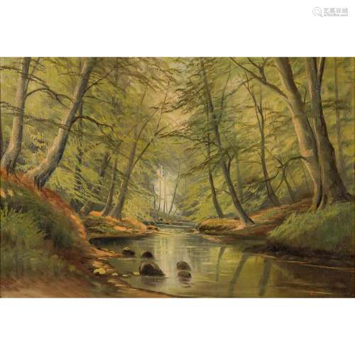 DAHL, E. (Maler/in 19./20. Jh.), "Fluss im Birkenwald&q...