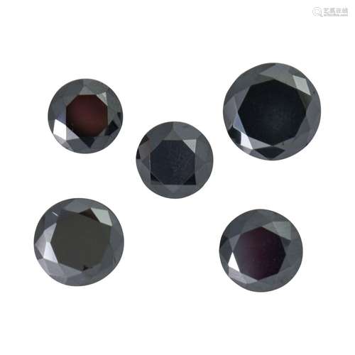 Konvolut 5 schwarze Diamanten zus. ca. 13,3 ct