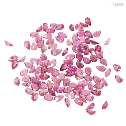 Konvolut ca. 113 pinkfarbene Turmalintropfen von 39,5 ct,