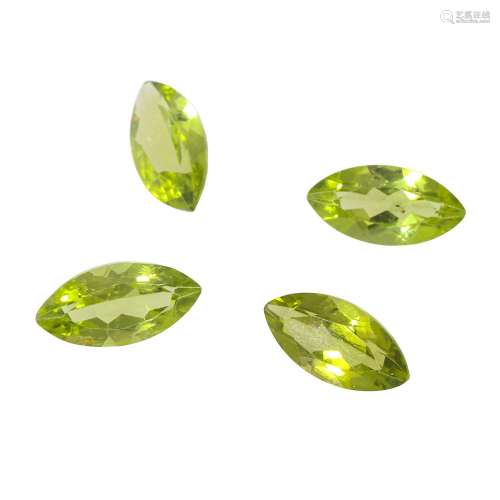 Konvolut 4 Peridots im Navetteschlilff,