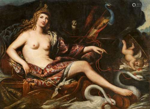 French School 17th century, Minerva drawn by Swans