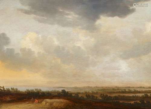 Johann Pietersz Schoeff, Panoramic Landscape with two Farmer...
