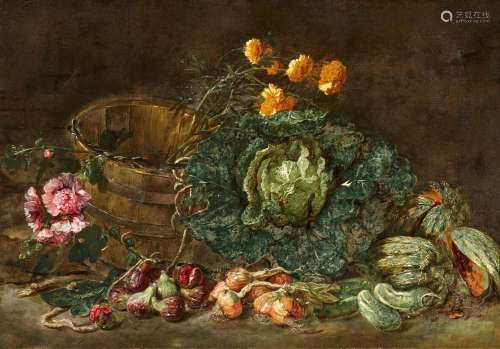 Jan Fyt, Still Life with Figs, Onions and a large Cabbage