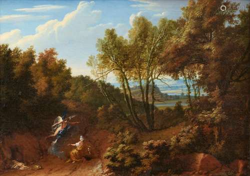 Francesco Cozza attributed to, Landscape with Hagar and Ishm...