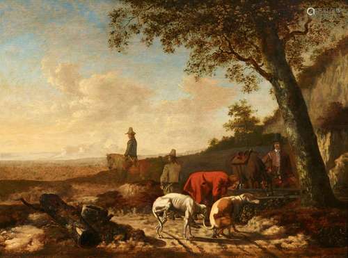 Ludolf de Jongh, Hunters Resting by a Water Hole