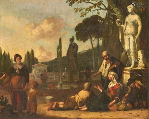Johannes Lingelbach, Peasants resting in an Italian square
