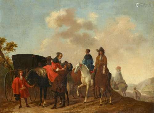 Pieter Wouwerman, Travelling Scene with Carriage and Rider