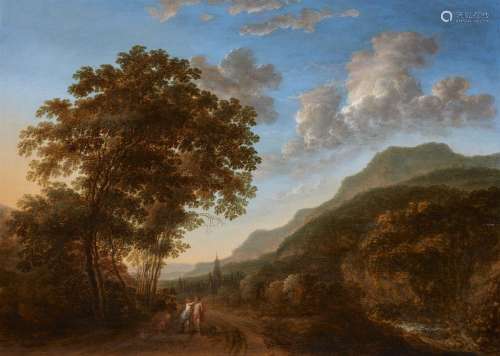 Gillis Neyts, Wooded Mountain Landscape with Venus and Adoni...