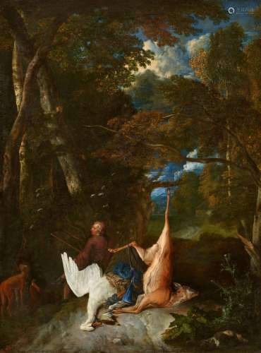 Pieter Gijsels, A swan, a deer and other game, in a forest l...