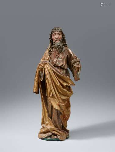 A carved wood figure of a saint attributed to Lorenz Luchspe...