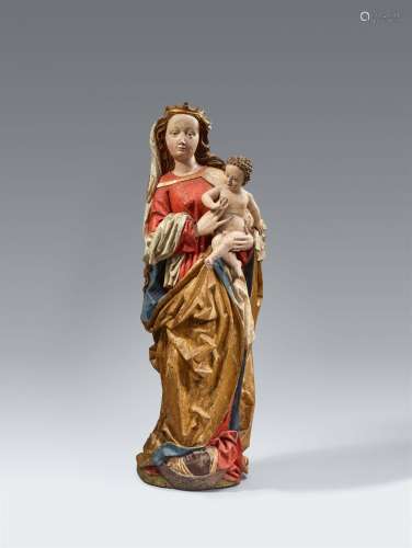 A Franconian carved wood figure of the Virgin and Child, cir...
