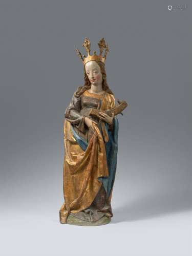 A Bavarian carved wood figure of Saint Catherine, around 151...