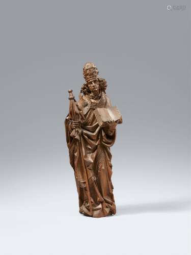 A Flemish carved wood figure of a Pope saint, first half 16t...