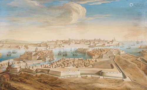 Italian School 19th century, Pair of views of La Valletta, M...