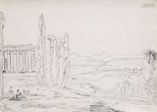 Ferdinand Kobell, Landscape with Temple and Figures