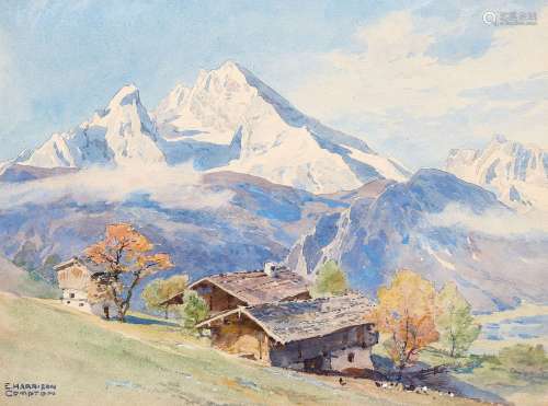 Edward Harrison Compton, Berchtesgaden landscape with a view...
