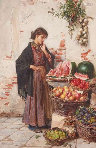 Ludwig Johann Passini, Young Italian Lady at a Fruit Stall