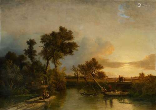 Salomon Leonardus Verveer, Evening Landscape with Children F...
