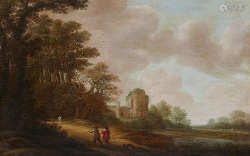 Pieter Jansz. van Asch, Wooded Landscape with two Hunters an...