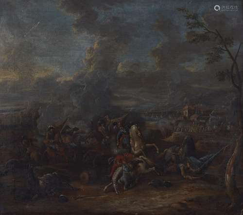 Frans Breydel, attributed to, Wide Landscape with Battle Sce...