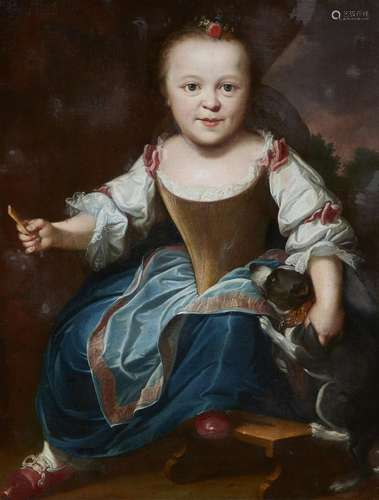 German School 18th century, Portrait of a Child with a Dog