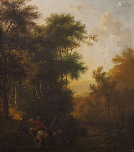 Isaac de Moucheron, Landscape with a Group of Trees on the L...