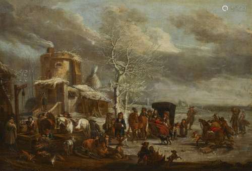 Netherlandish School 18th century, Winter landscape with fro...
