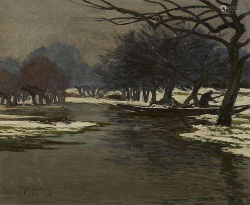 Max Clarenbach, Winter Landscape with a Boat