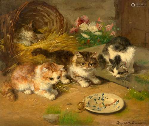 Henriette Ronner-Knip, Four Kittens with a Snail