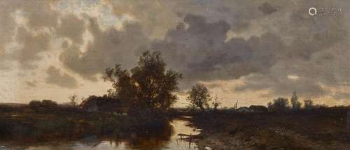 Théodore Rousseau, Landscape with Cottages by a Stream