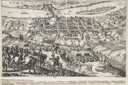 Matthäus Merian (1593-1650), Kupferstich, Schlacht von Frank...