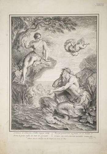 Louis Surugue (1686-1762), Glaucus und Scylla, Radierung