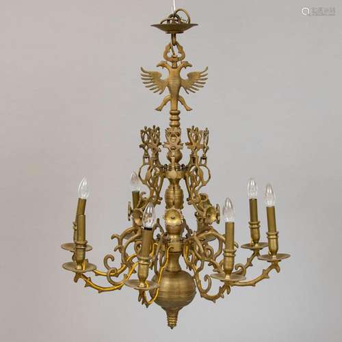 8flg. Barock Deckenlampe mit Doppelkopfadler