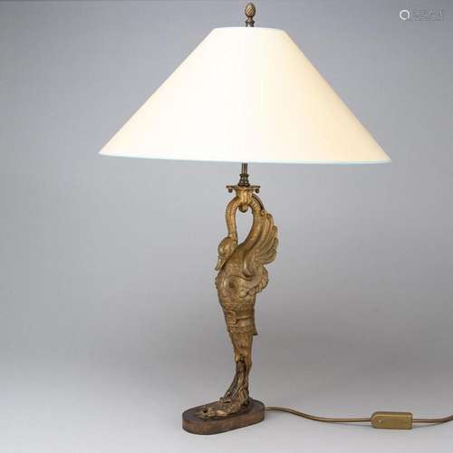 Seltene 2flg. Jugendstil Tischlampe mit Schwan