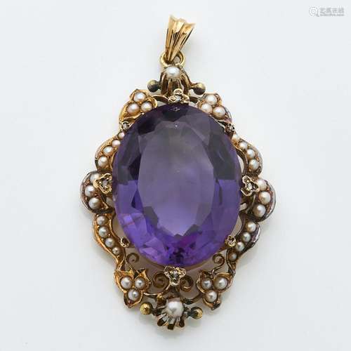 Antiker Anhänger mit Amethyst