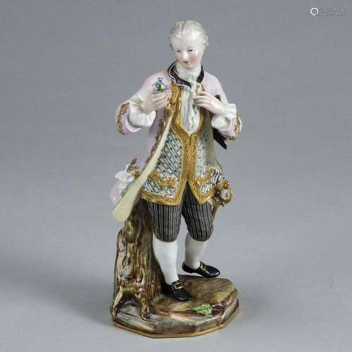 Kavalier mit Blumen - Vergißmeinnicht. Meissen 1850-1924.