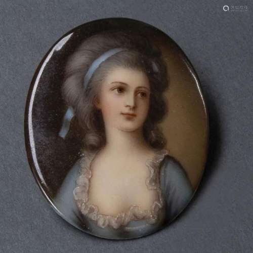 Ovale Bildplatte / Porzellan Miniatur Sophie Potocka. Um 190...