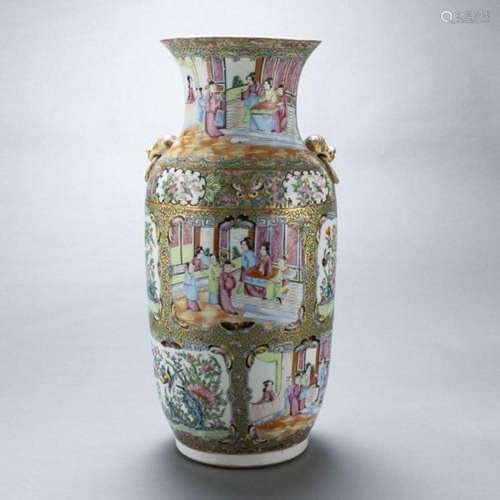 Kantonesische Famille rose-Vase, China, Qing-Dynastie, um 19...