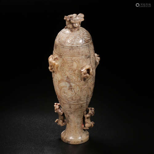 Han Dynasty of China,Hetian Jade Beast Pattern Cup