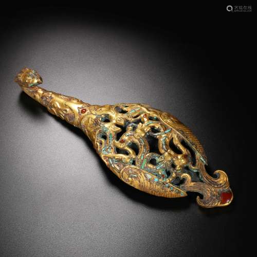 Han Dynasty of China,Inlaid Gold and Precious Stone Belt Hoo...