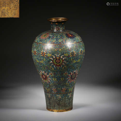 Qing Dynasty of China,Copper Enamel Prunus Vase