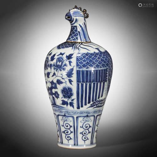 Yuan Dynasty of China,Blue and White Phoenix Pattern Prunus ...