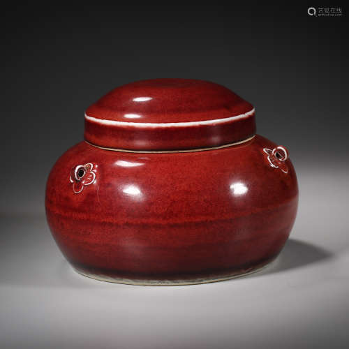 Qing Dynasty of China,Ji-Red Glaze Covered Jar