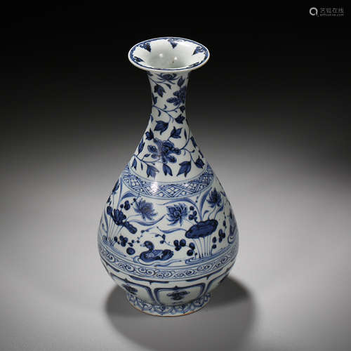 Yuan Dynasty of China,Blue and White Mandarin Duck Flower Ja...