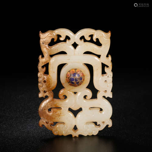 Han Dynasty of China,Hetian Jade Inlaid Precious Stone Penda...